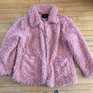 EUC Faux Fur Pink Coat - Women’s Shaggy Jacket